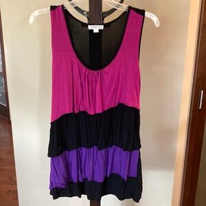 Multicolour ruffle tank top, size large